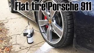 Getting a flat tire in a Porsche 911