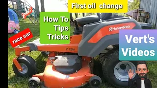 Husqvarna Z254 zero turn lawn mower Kohler 26hp engine 10 hour maintenance how to oil change review