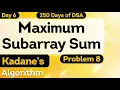 250 Days of DSA - Problem 8 Maximum Subarray Sum Kadane s Algorithm