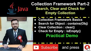 Java Collection Framework Part-2 search for object clear collection isEmpty Practical Demo