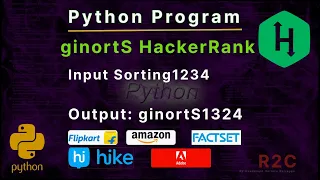 ginortS Hackerrank question and solution using if else conditional operator