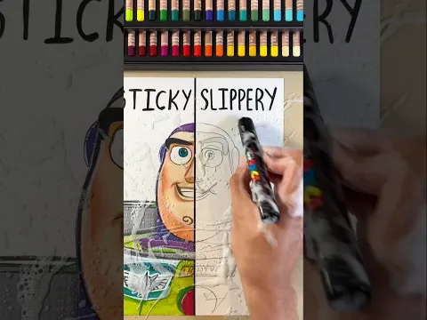 STICKY VS SLIPPERY DRAWING??✨ BOTH PARTS - BUZZ LIGHTYEAR #art #drawing #challenge #toystory #shorts