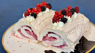Меренговий рулет з ягодами 🍓Berry Meringue Roll