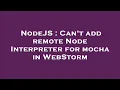 NodeJS Can t add remote Node Interpreter for mocha in WebStorm