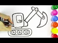 Excavator Coloring Pages Learn Colors for kids