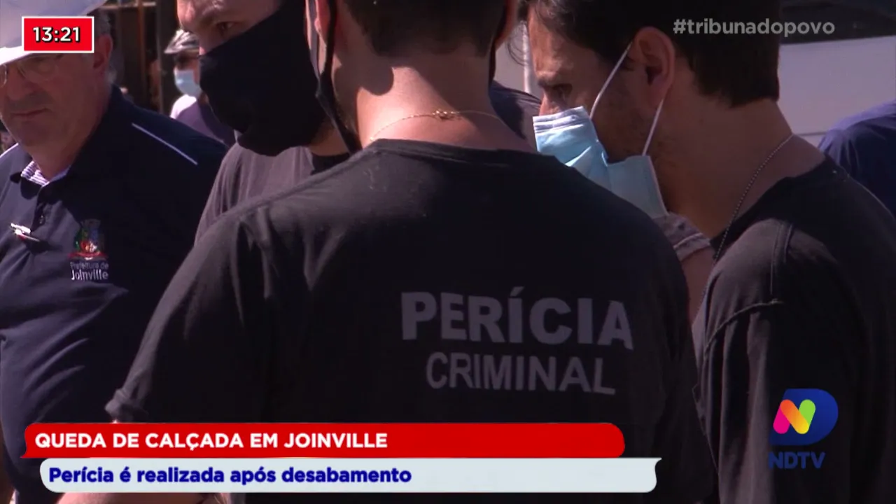 Queda de calçada em Joinville: Perícia é realizada após desabamento