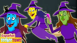 Tres Pequeñas Brujas de Colores 🧙| Canciones de Halloween para niños | Pueblo Teehee