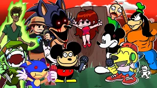 friday night funkin but everyone sings it mokey sonic exe mickey mr beast fnf mods 120