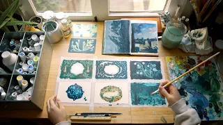 paint with me 🌨️ Oil & Gouache process — calm art video ☕️