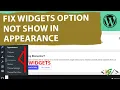 How to Fix Widgets Option Missing in WordPress Fix Widgets Disappeared from WordPress Appearance