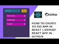 To Do App in React Adding Editing and Deleting items Deploy in Github for freeTutorial