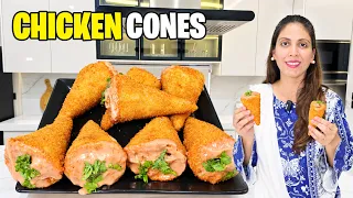 Crispy Chicken Cones Recipe l Tea Time Snack Easy & Quick Chicken Cones Recipe By Kitchen With Amna