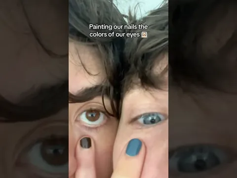 painting our nails the colors of our eyes