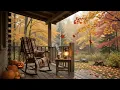 Rainy Fall Porch Ambience | Cozy Autumn Rain & Falling Leaves to Sleep (3 Hours)