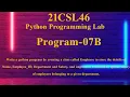 21CSl46 Program 07B creating a class called Employee Name EMPID Dept Salary Python Programming Lab
