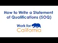 Work4CA How to Write a Statement of Qualifications SOQ