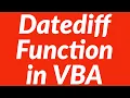 Using Datediff Function in VBA