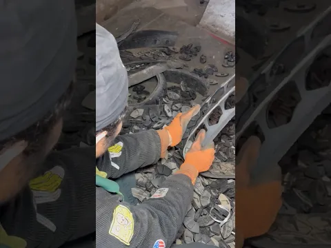 Incredible old tire recycling into brake shoe