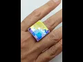 Adjustable ring with Swarovski CHESSBOARD