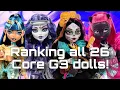 RANKING ALL 26 CORE MONSTER HIGH G3 DOLLS Including Core refresh Skelita Tier lists with Lizzie