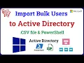 LAB Windows Server Part 4 How to Import Bulk Users in Active Directory with CSV file and PowerShell