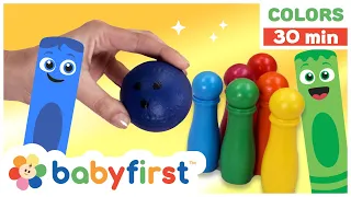 Toddler Learning COLOR CREW MAGIC - Bowling Basketball Games for Kids DIY BabyFirst TV