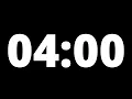 4 Minute Countdown Timer With Alarm Black Background No Music No Sound