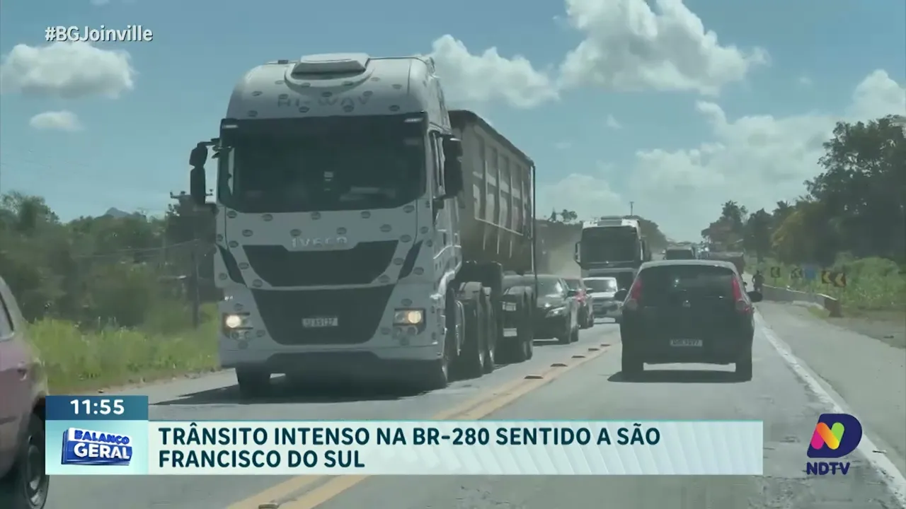 Trânsito complicado na BR-280 rumo a São Francisco do Sul