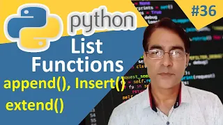 Python List Functions append insert and expend functions in python Python lesson - 36