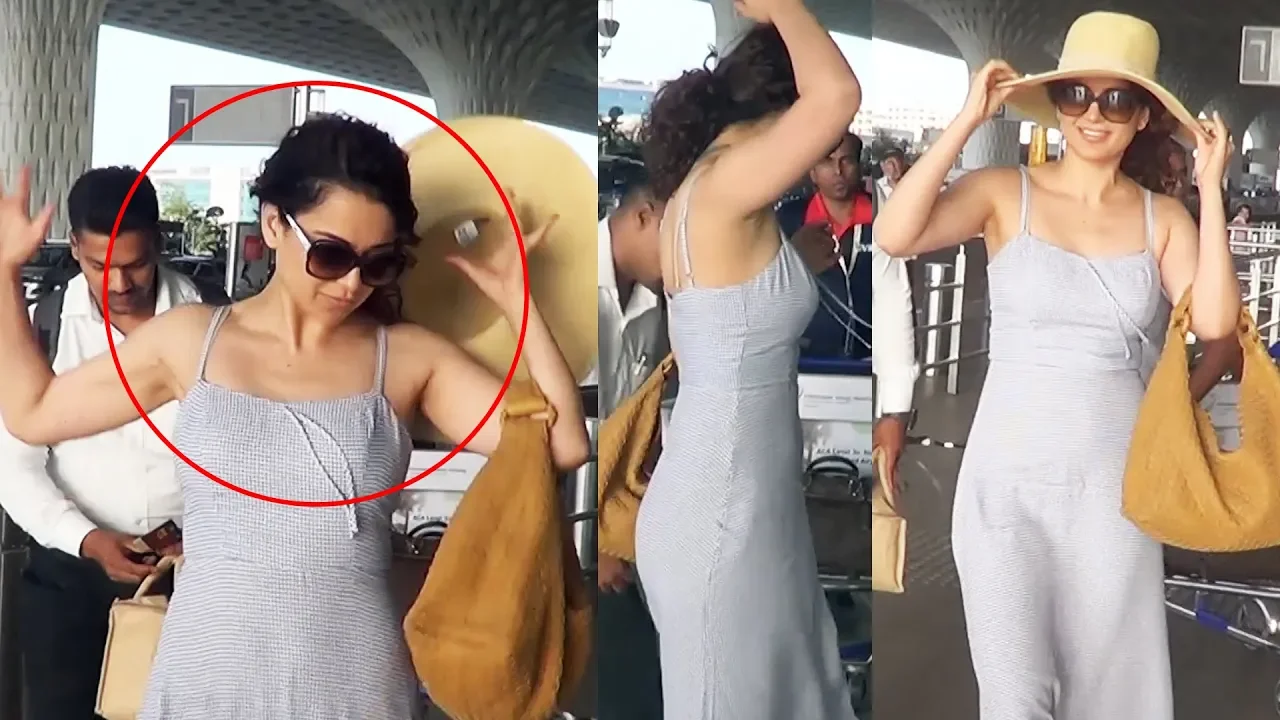 Kangana Ranaut's HAT Flew Away By Wind At Mumbai Airport