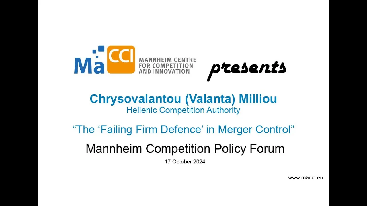 Chrysovalantou (Valanta) Milliou - The "Failing Firm Defence" in Merger Control