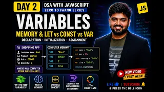 Day 2 JavaScript Variables Explained Memory let const var DSA with JavaScript