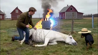 Hero Dog Saves Horse Tangled in Power Lines — Power Plant Explodes! #shorts #rescue #animals