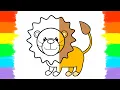 How to Draw and Color Cute Lion Coloring Page