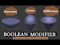 BOOLEAN MODIFIER in Blender Difference Union Intersection