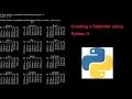 Creating a Calendar using Python 3