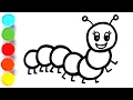 Caterpillar Rainbow Drawing Painting Coloring for Kids Toddlers Let s Draw Paint Watercolor