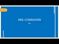 DML DATA MANIPULATION LANGUAGE COMMANDS SQL EASY CODING