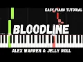 Lagu Alex Warren - Bloodline ft. Jelly Roll (Easy Piano Tutorial)