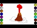 Coloring Pages For Kids - Volcano Coloring Pages
