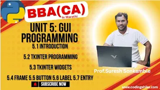 Python for BBA CA Unit 5 - GUI Programming with Tkinter Buttons Labels Entry Frame TYBBA CA