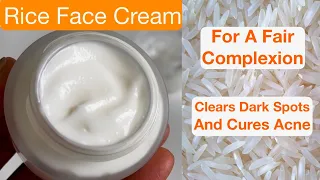homemade rice face cream and moisturiser with homemade rice starch dries acne clears dark spots