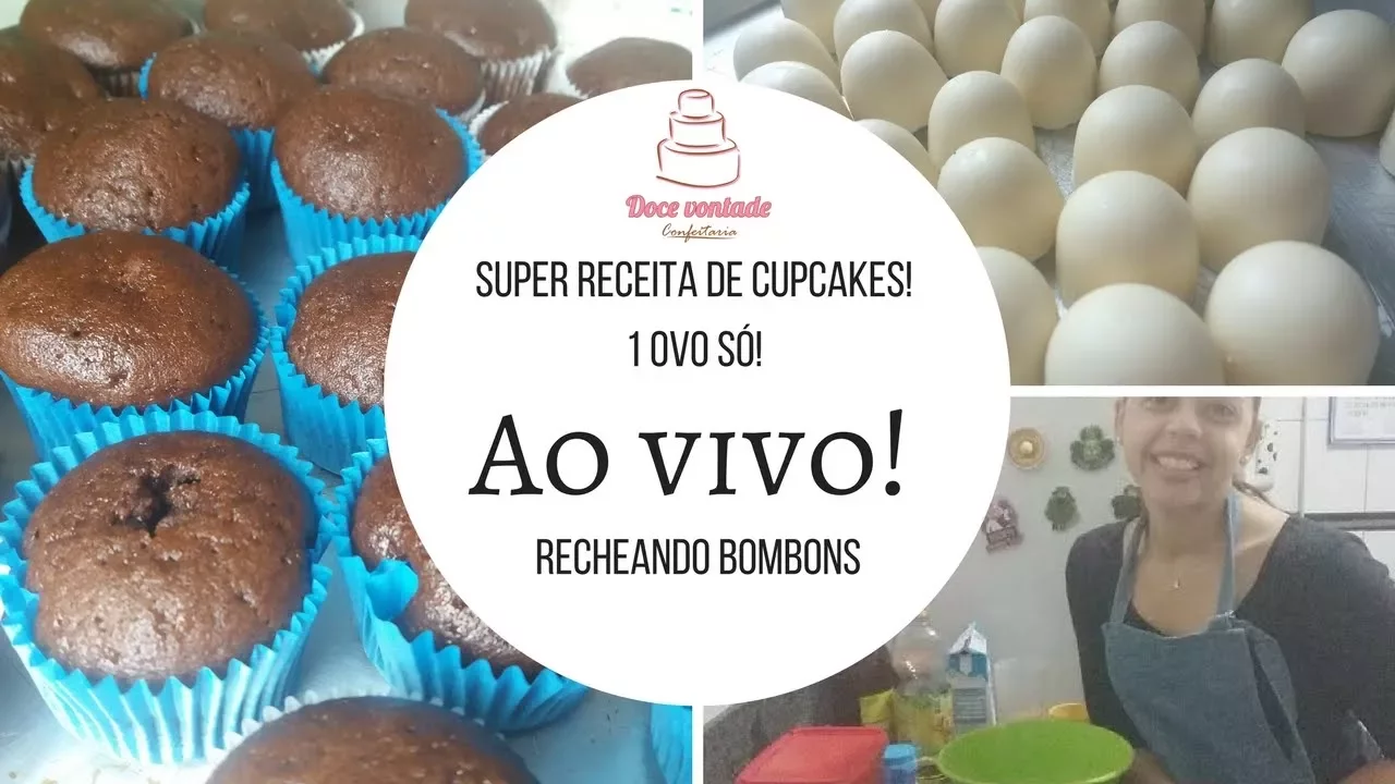 RECEITA DE CUPCAKE COM 1 OVO! E RECHEANDO BOMBONS AO VIVO