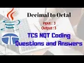 Convert Decimal To Octal in JAVA TCS NQT coding problem Solved