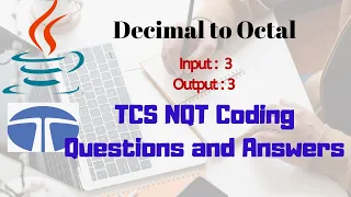 Convert Decimal To Octal in JAVA TCS NQT coding problem Solved