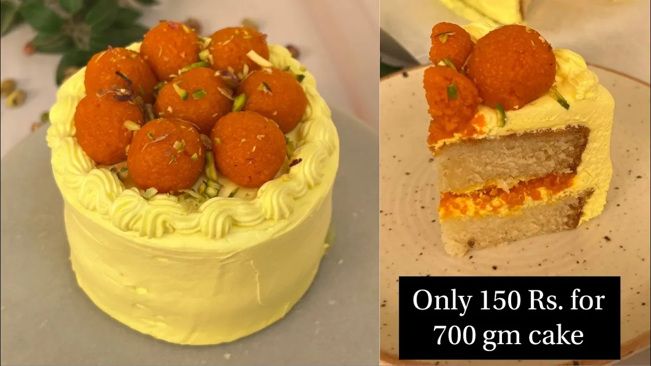 Motichoor Ladoo Cake In kadai   Only Rs.150 for 650 gm Cake   No Oven, No Egg Cake   Diwali Special