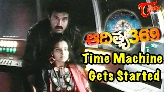 time machine gets started aditya 369 movie scene