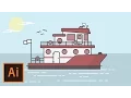 Illustrator Tutorial - Boat and Ocean Flat Design Illustrator Flat Design Tutorial