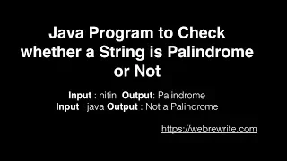 Java Program to Check String is a Palindrome or Not