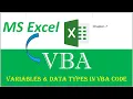 Ch7 I Variables and Data Types in VBA I Numeric Non Numeric Text Data type in VBA Code in MS Excel